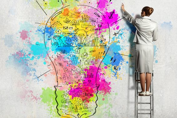 back view of businesswoman